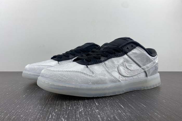 CLOT x fragment x Nike Dunk Low Colorway: White/Black  FN0315-110